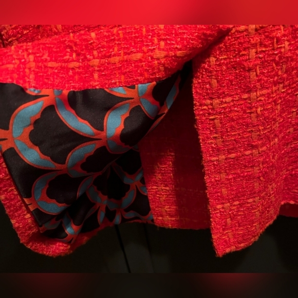 Zara Tweed Blazer Vibrant Red/Orange, Gold Buttons, Size Medium - Picture 11 of 15